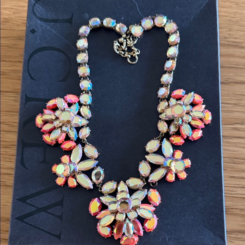 J. Crew Women's Iridescent Necklace - Gold and Iridescent Coral